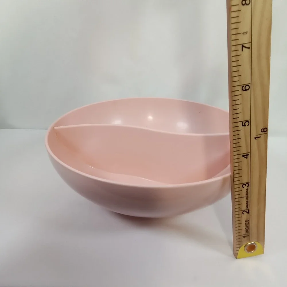 Vintage Stetson Melmac Pink Divided Serving Bowl Mid Century Modern Melamine 8.5
